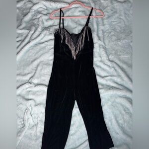 Black Tassle Velvety Romper